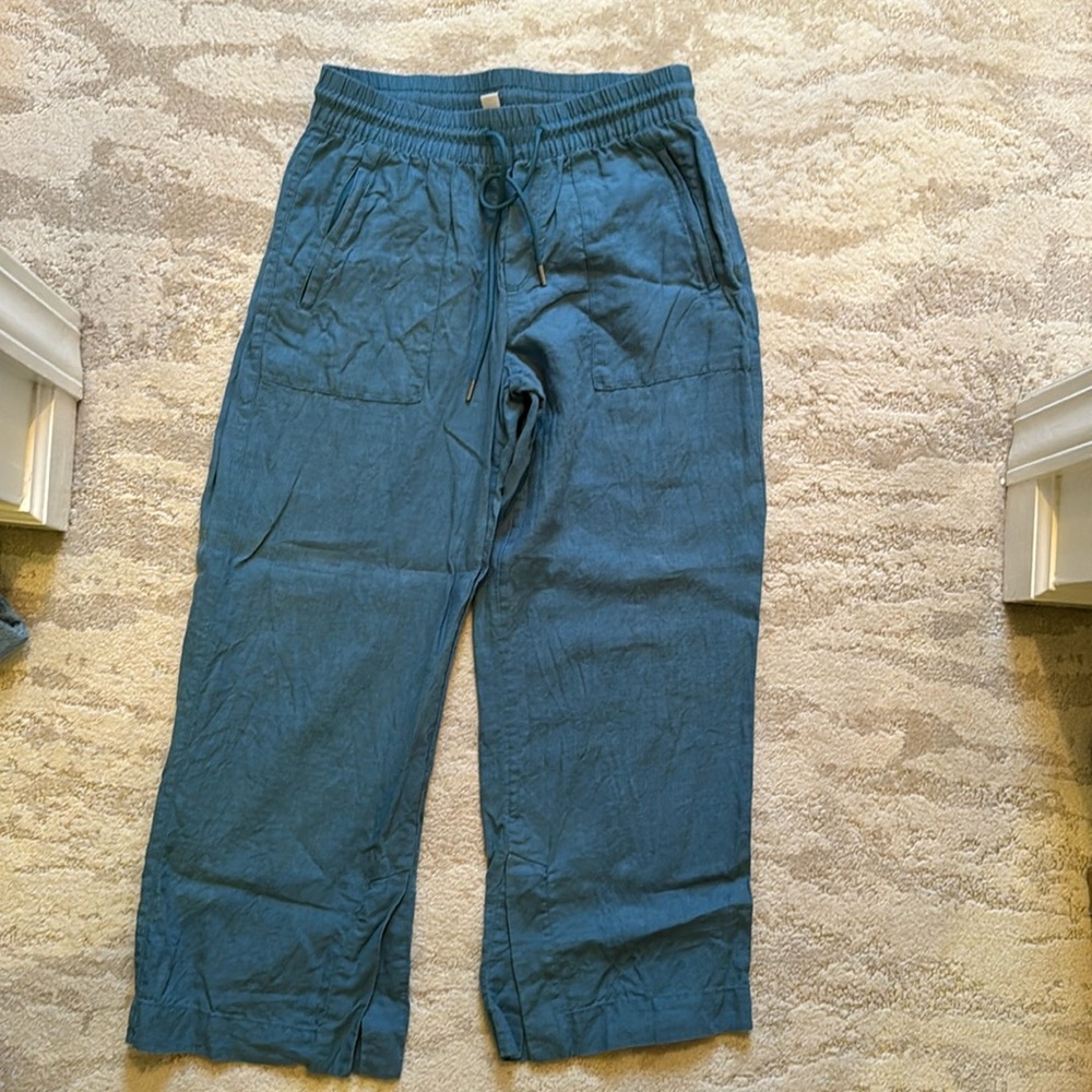 Athleta linen retreat wide leg pants size 8P